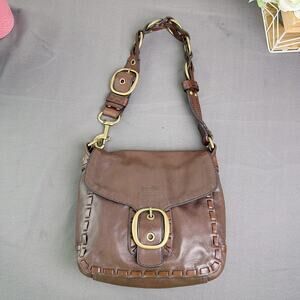 Coach Bleeker Tattersall Laced Strap Whiskey Leather Bag 11446